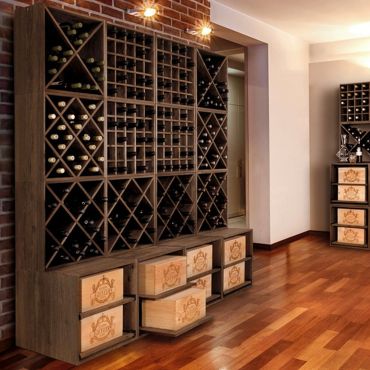 Regaly na wino system 52 cm drewno sosnowe- bejca tabacco