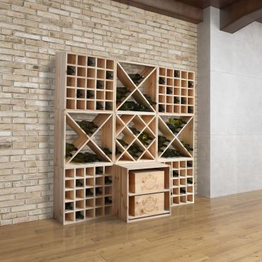 Regaly na wino system 52 cm, drewno sosnowe naturalne