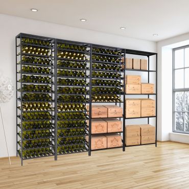 Metalowy regal na wino BLACK PURE, wys. 200 cm