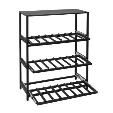 Metalowy regal na wino BLACK PURE z szufladami na skrzynki z winem, model 14