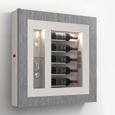 Klimatyzowany scienny stojak na wino na 5 butelek, model 2
