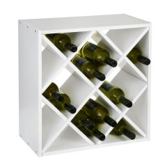Regał na wino 52 cm, moduł, kratka drewno, biały lakier