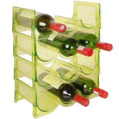 Akrylowy regal na wino FLASH, limonkowy, zestaw 4 szt.