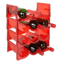 Akrylowy regal na wino FLASH, czerwony, zestaw 4 szt.