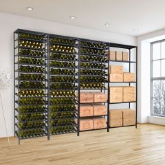 Metalowy regal na wino BLACK PURE, wys. 200 cm