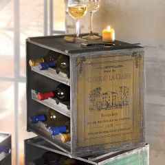 Drewniany regal na wino/ skrzynka na wino ANTIK zólty