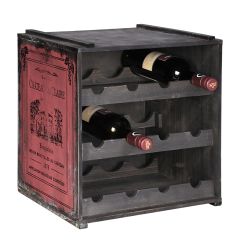 Drewniany regal na wino/ skrzynka na wino ANTIK czerwony