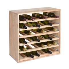 Regal na wino 60 cm z szufladami na pojedyncze butelki, naturalne drewno sosnowe