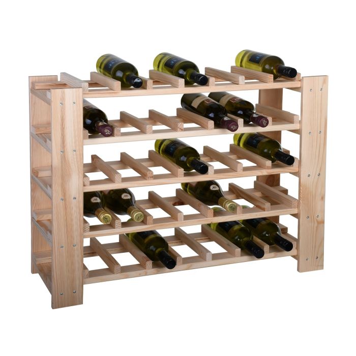 Regal na wino FACILE drewno natura, niski na 35 butelek