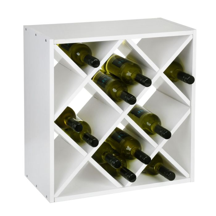 Regał na wino 52 cm, moduł, kratka drewno, biały lakier