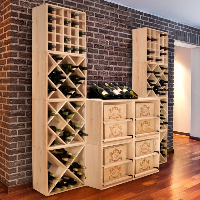 Regaly na wino system 52 cm, drewno sosnowe naturalne