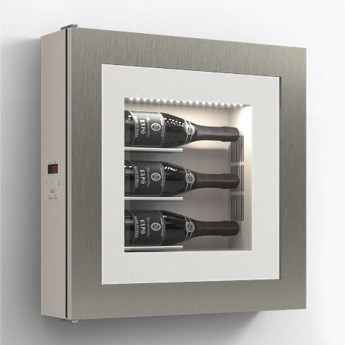 Klimatyzowany scienny stojak na wino na 3 butelki, model 3