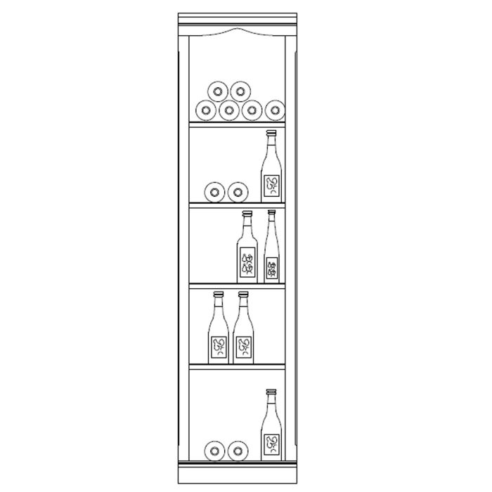 System stojaków na wino Piedmont, model 1, drewno jodlowe, bialy z jasnobrazowa fornirowana olcha krawedzia