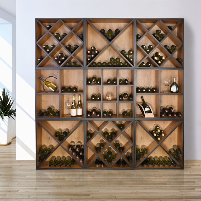 System regalów na wino CAVEPRO w dekorze dab dziki z antracytowa obwódka
