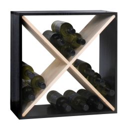 Regal na wino 52 cm, X-kostka, czarny,natura